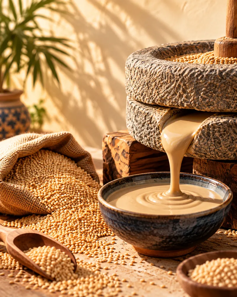 طحينة ناعمة نازلة من الرحاية